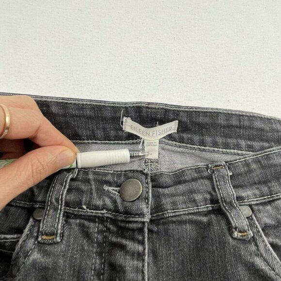 Eileen Fisher Jeans Skinny Women Size 8 Gray Charcoal Faded Stretch Retro Biker - Picture 9 of 9